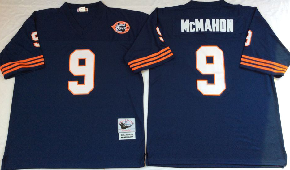 Men NFL Chicago Bears #9 McMahon blue Mitchell Ness jerseys
